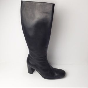 J Crew Black Italian Leather Tall Knee Height Boot